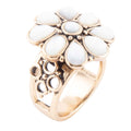 White Hibiscus Mother of Pearl and Golden Ring | Rings | Wiccan Center