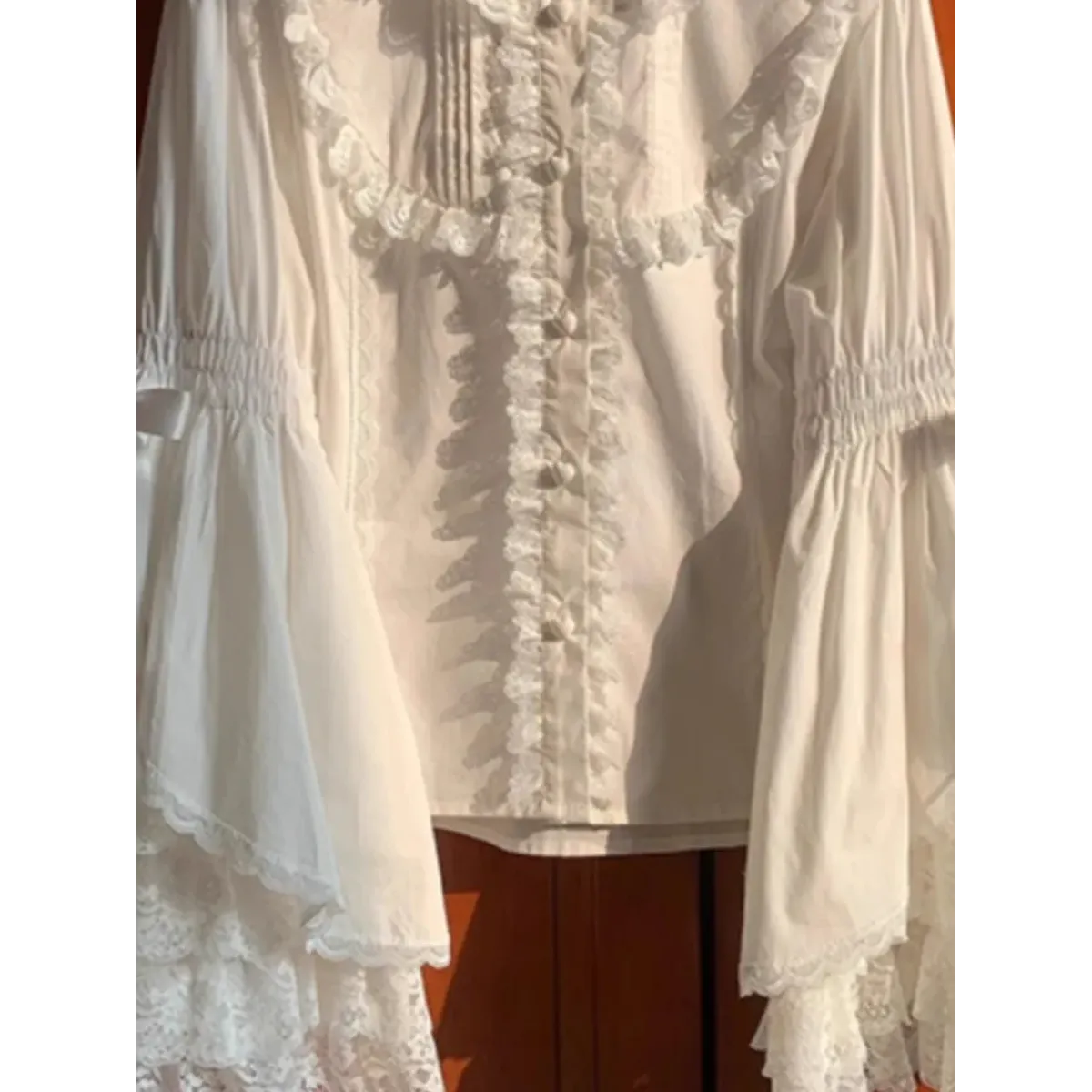 White Lolita Ruffle Lace Blouse | Blouses | Wiccan Center