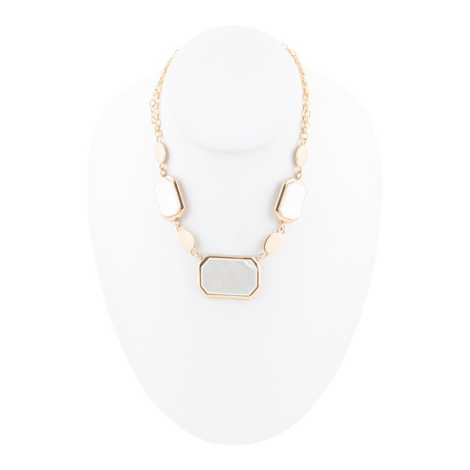 White Mother of Pearl and Golden Bronze Statement Necklace | Necklaces | Wiccan Center