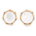 White Mother of Pearl Golden Bamboo Clip Earrings | Earrings | Wiccan Center