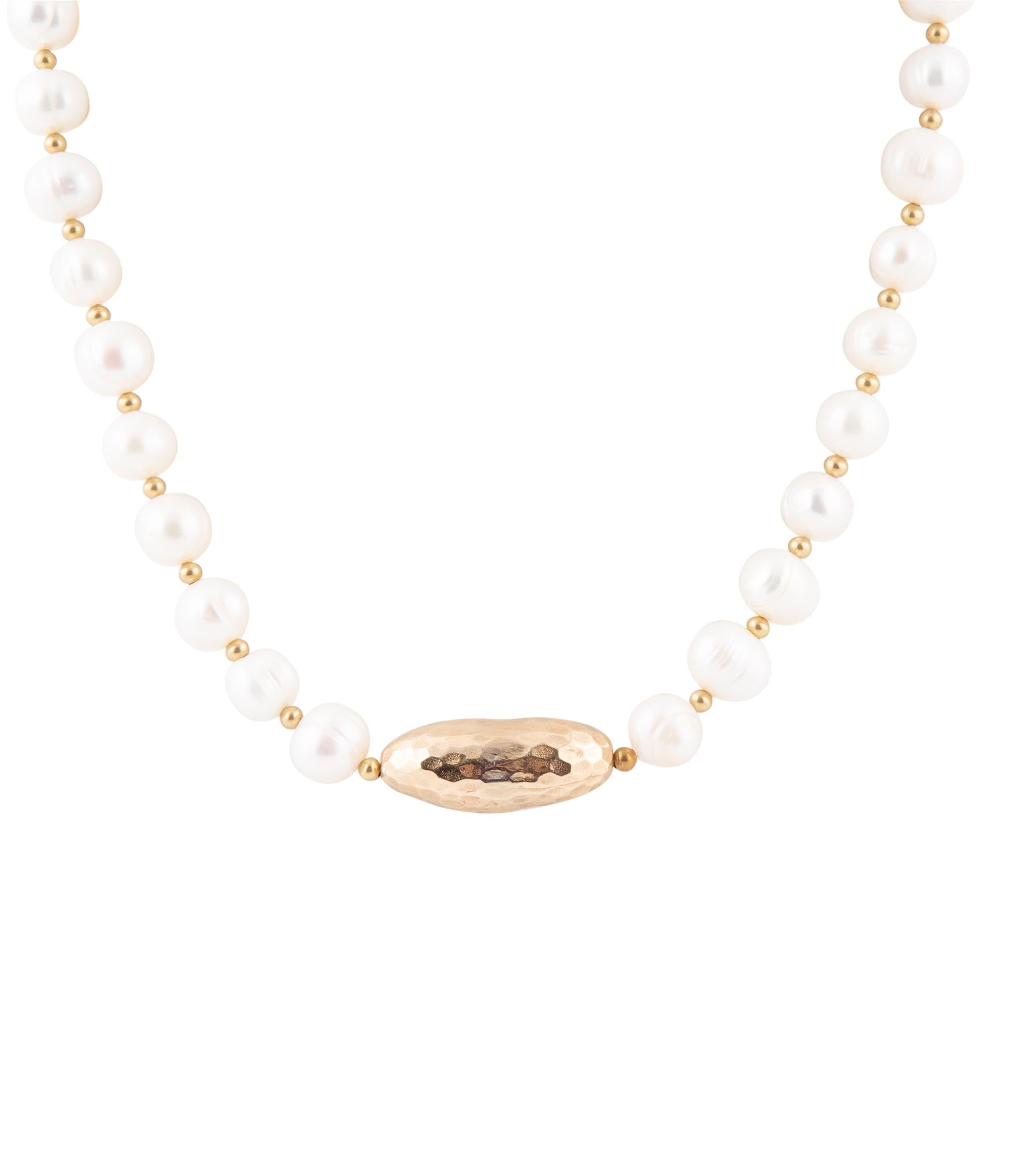 White Pearl Golden Beaded Strand Necklace | Necklaces | Wiccan Center
