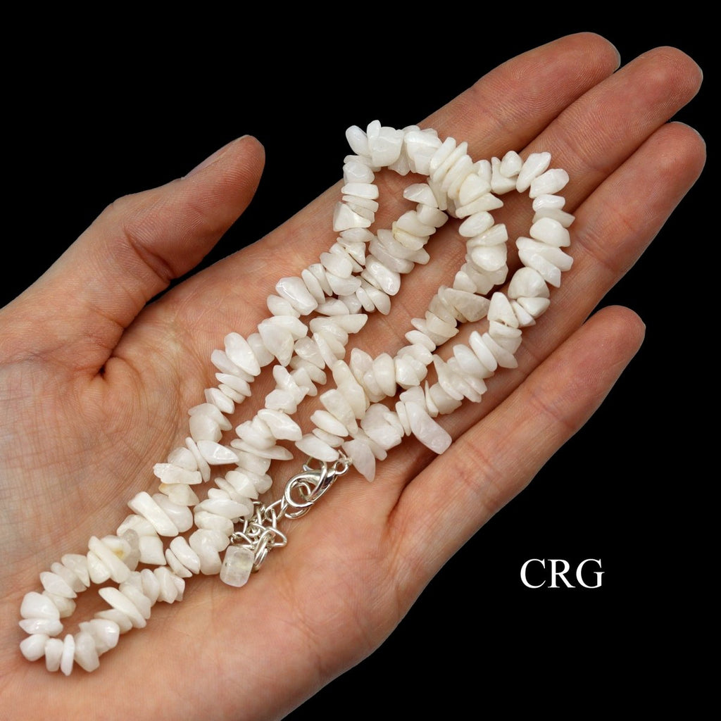 White Quartz Strand Chip Choker Necklace (16 Inches) (4 Pieces)