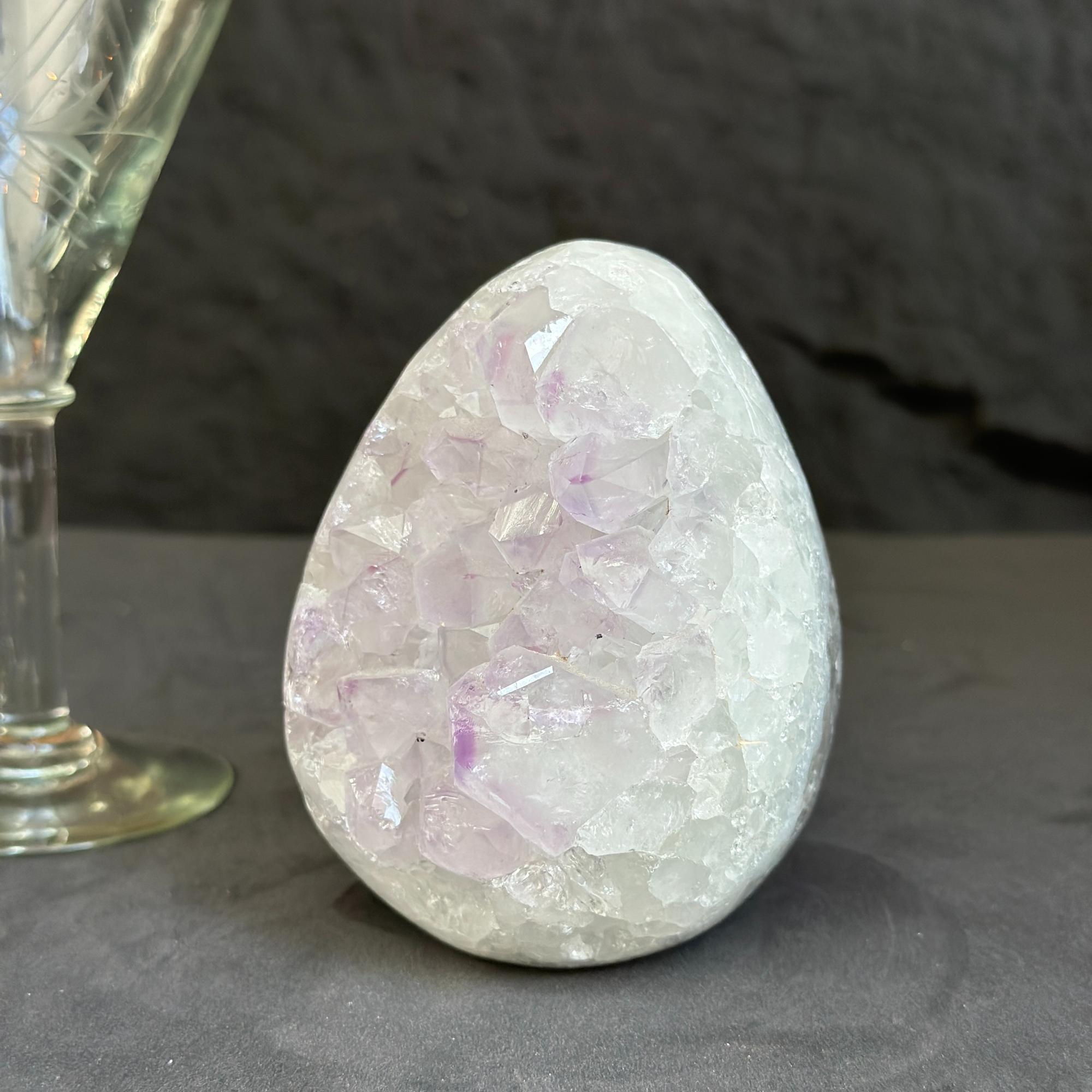 Clear Quartz Crystal Egg, Amethyst and quartz piece, Natural cave shaped polished stones, white quartz geode | Geodes & Bowls | Wiccan Center
