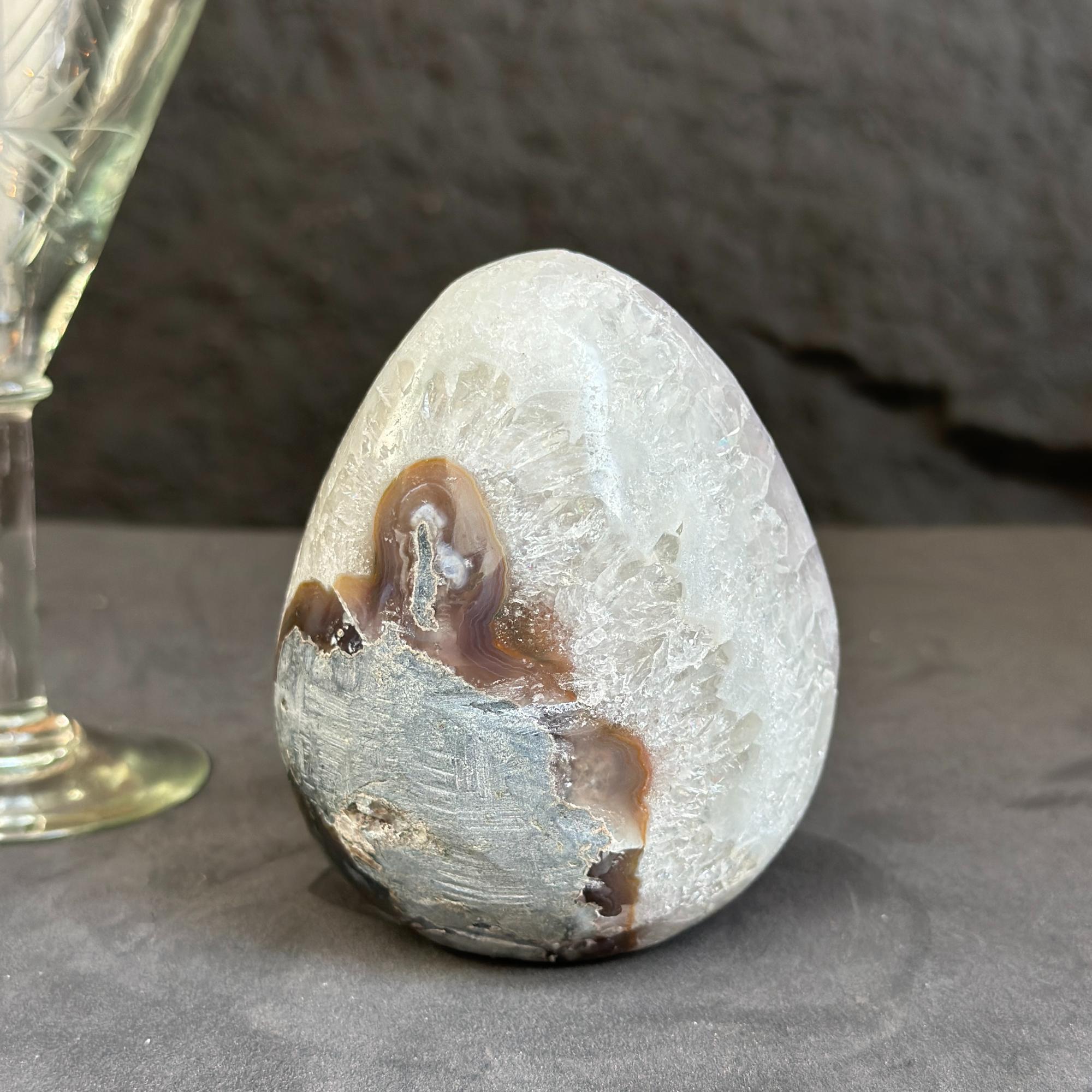 Clear Quartz Crystal Egg, Amethyst and quartz piece, Natural cave shaped polished stones, white quartz geode | Geodes & Bowls | Wiccan Center