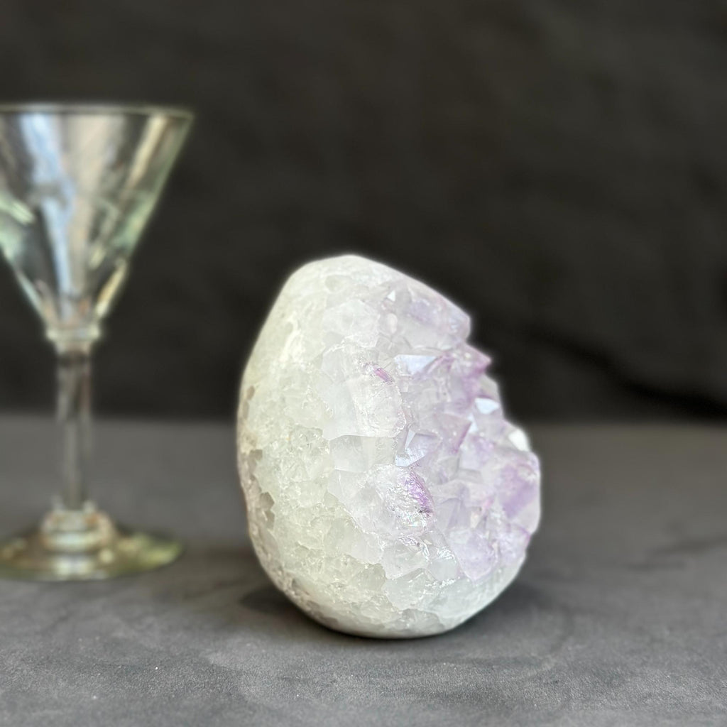 Clear Quartz Crystal Egg, Amethyst and quartz piece, Natural cave shaped polished stones, white quartz geode | Geodes & Bowls | Wiccan Center