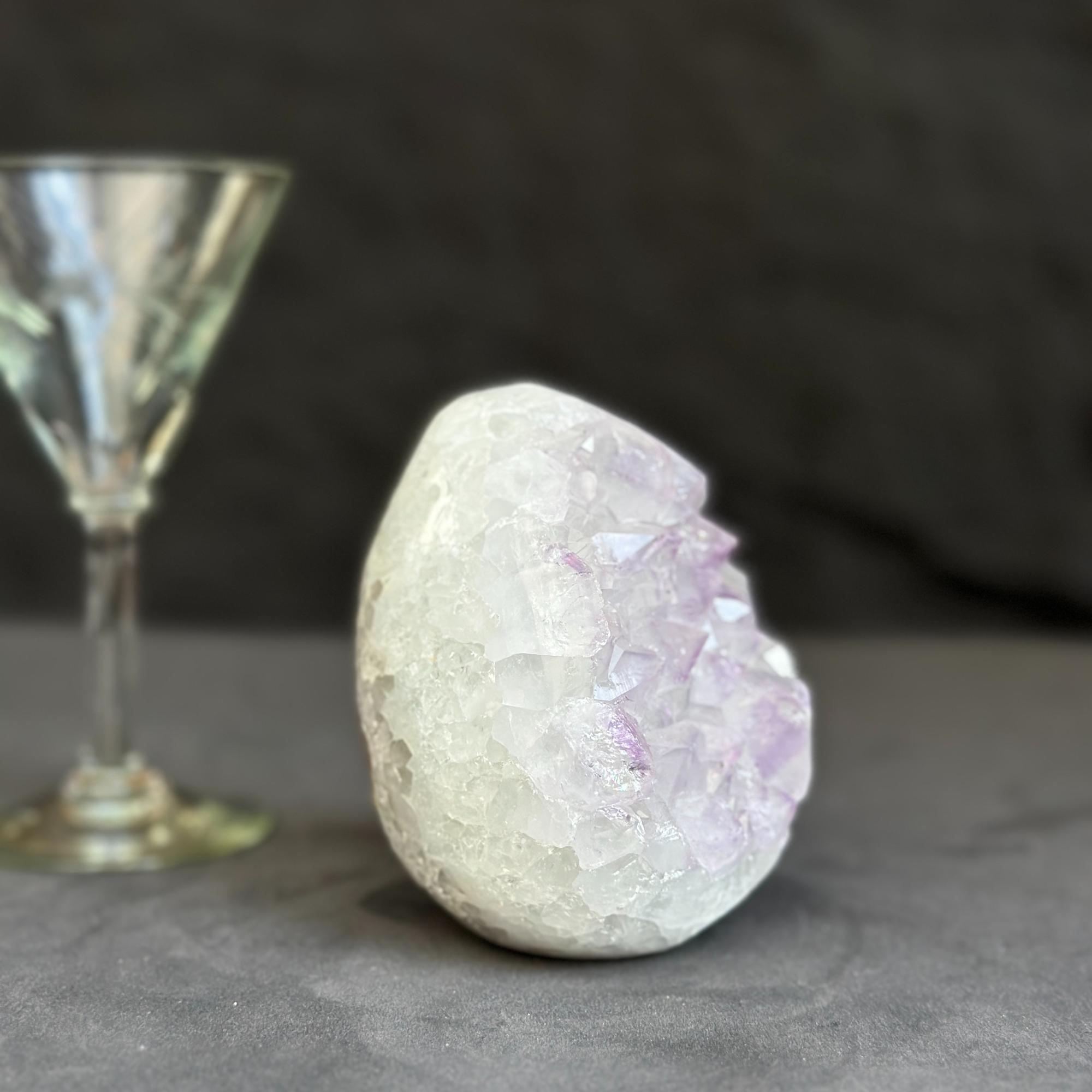 Clear Quartz Crystal Egg, Amethyst and quartz piece, Natural cave shaped polished stones, white quartz geode | Geodes & Bowls | Wiccan Center
