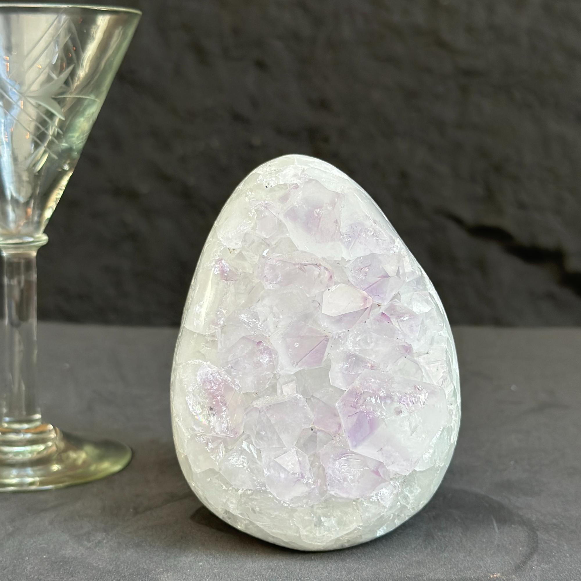 Clear Quartz Crystal Egg, Amethyst and quartz piece, Natural cave shaped polished stones, white quartz geode | Geodes & Bowls | Wiccan Center