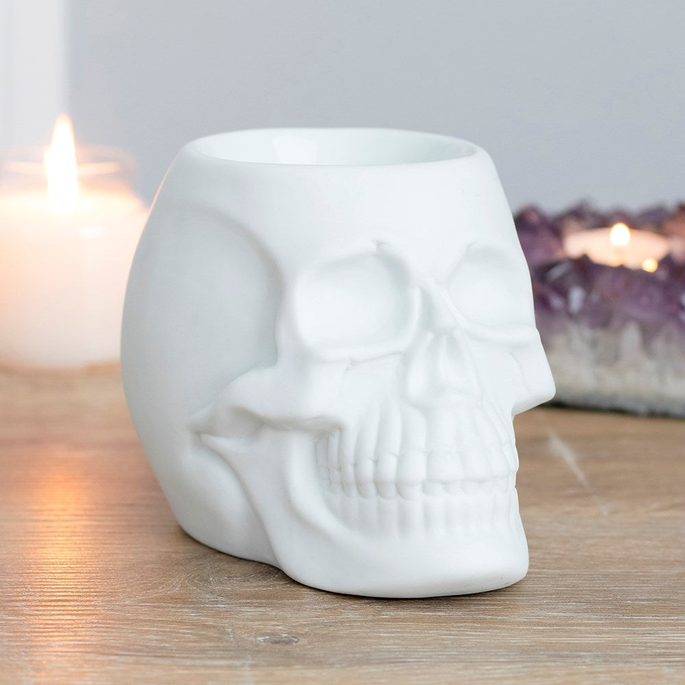 White Skull Oil Burner and Wax Warmer | Wax Melt Warmer | Wiccan Center