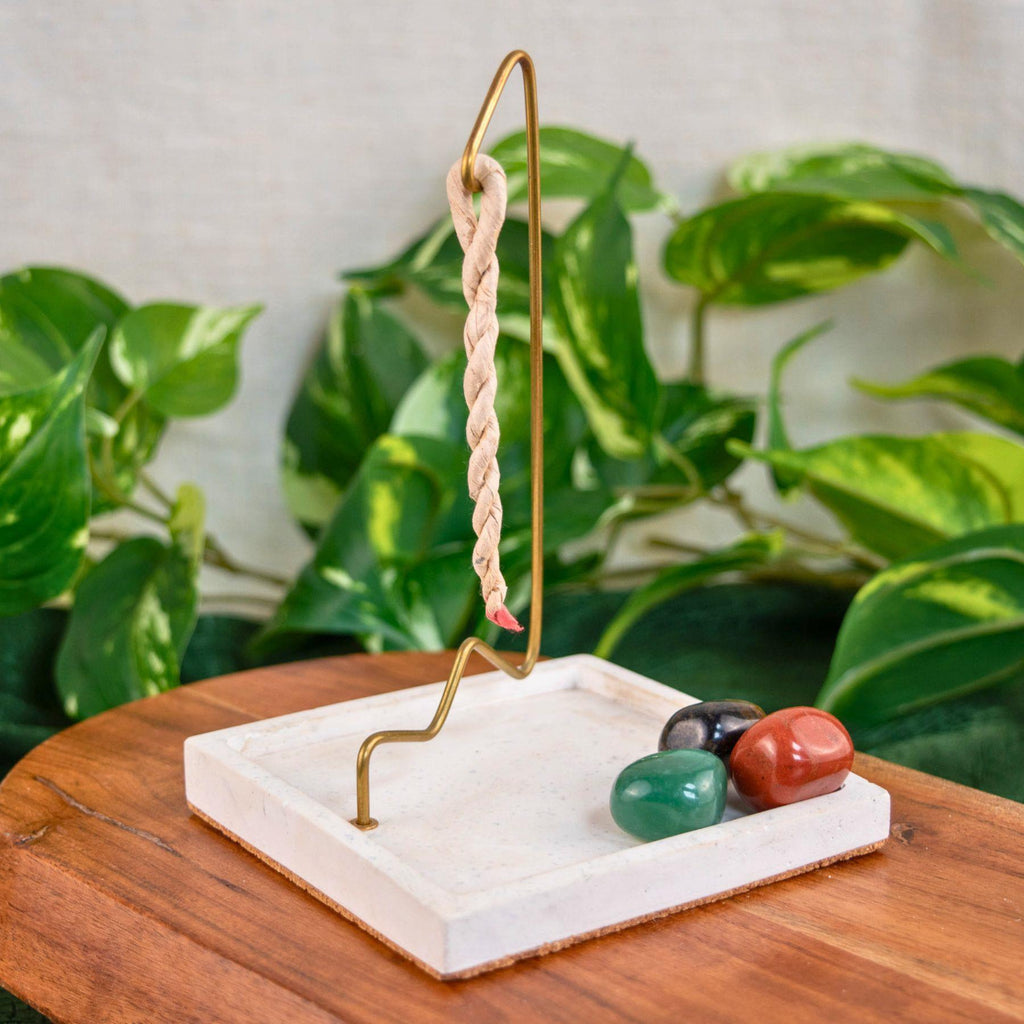 White Square Rope Incense Burner | | Wiccan Center
