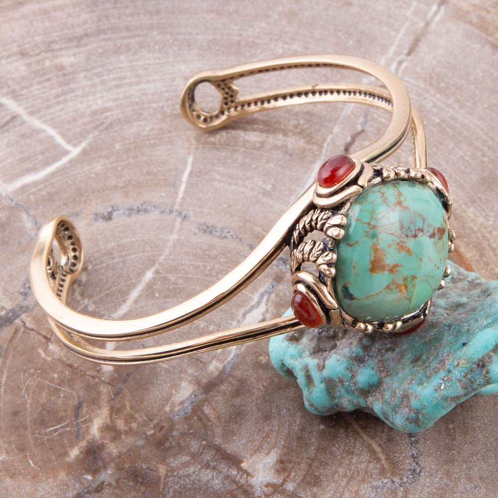Wilder Turquoise Carnelian and Bronze Cuff Bracelet | Bracelets | Wiccan Center