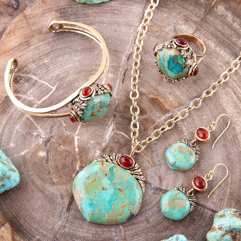 Wilder Turquoise Carnelian and Bronze Cuff Bracelet | Bracelets | Wiccan Center