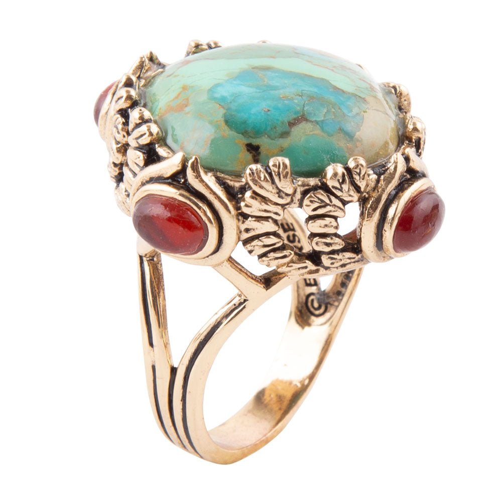 Wilder Blue Turquoise Golden Statement Ring | Rings | Wiccan Center