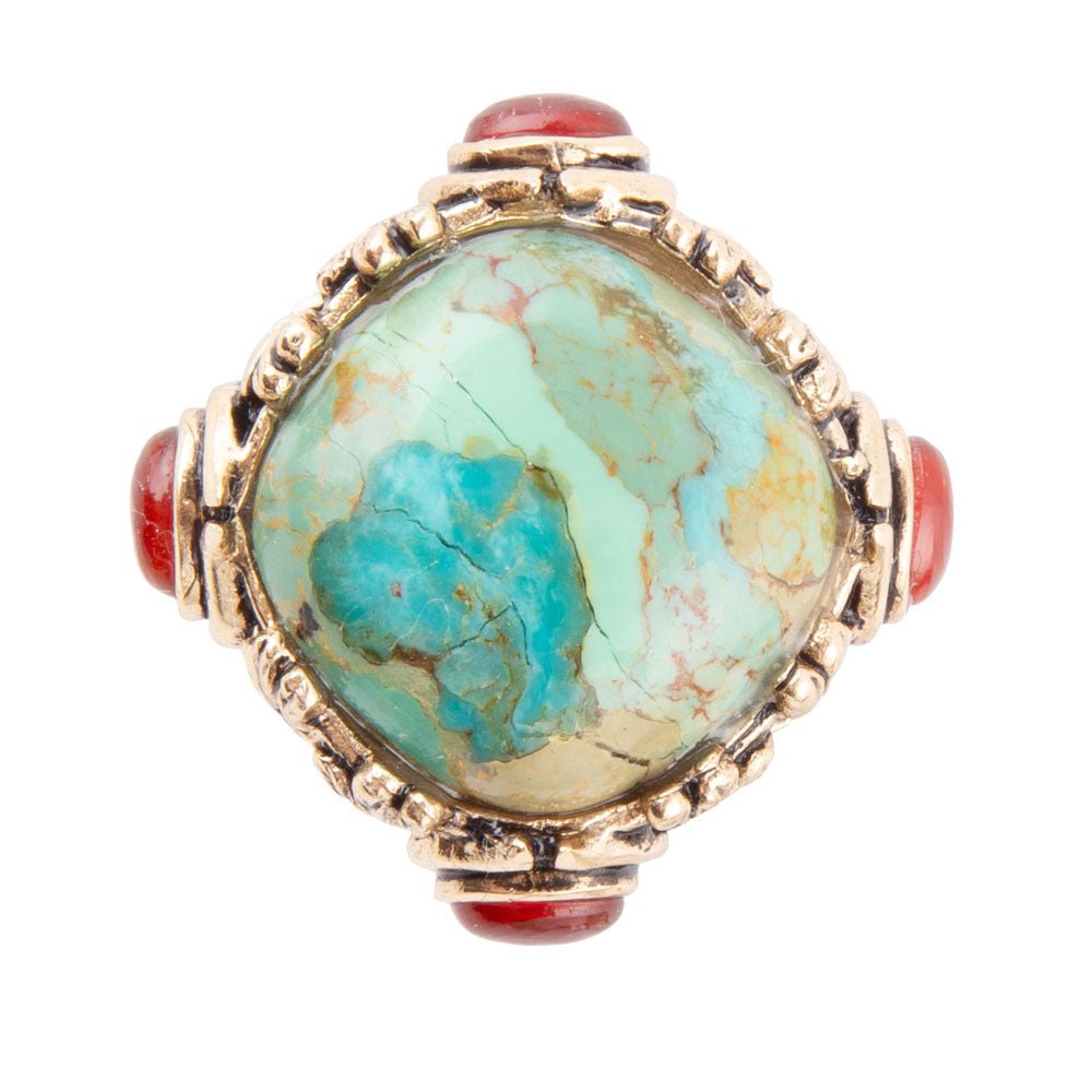 Wilder Blue Turquoise Golden Statement Ring | Rings | Wiccan Center