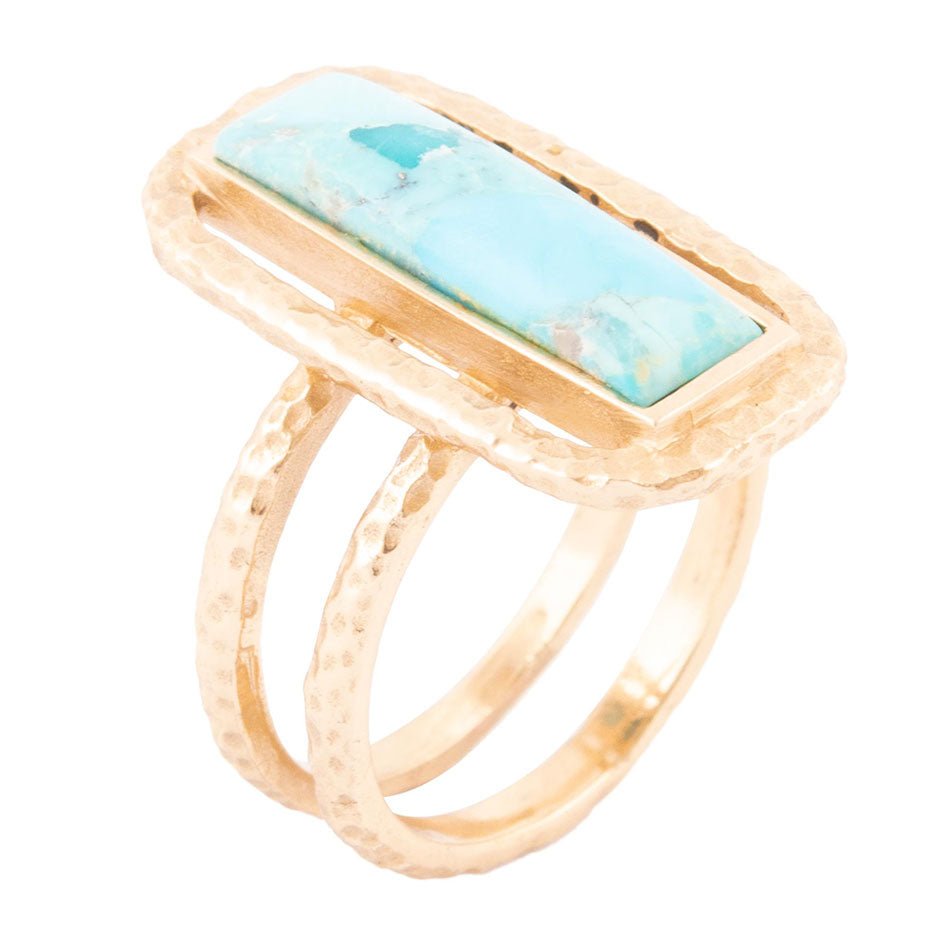 Willa Blue Turquoise Golden Statement Ring | Rings | Wiccan Center