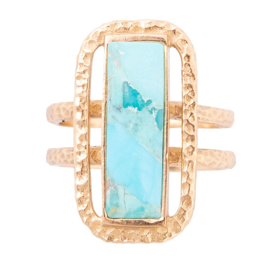 Willa Blue Turquoise Golden Statement Ring | Rings | Wiccan Center
