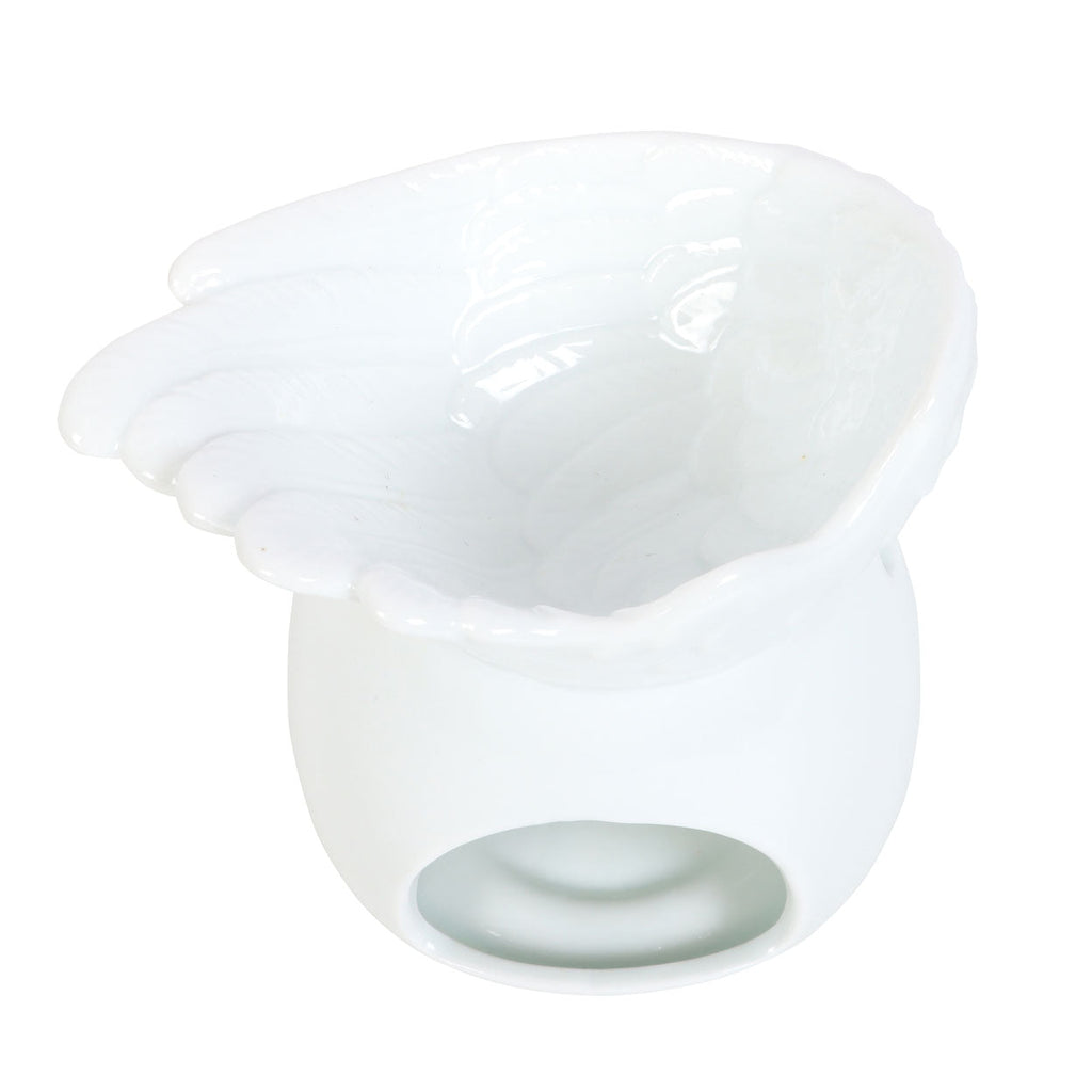 White Angel Wing Dish Oil Burner | Wax Melt Warmer | Wiccan Center