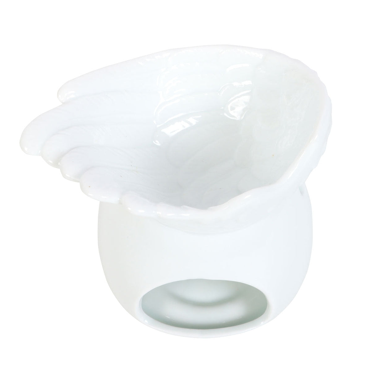 White Angel Wing Dish Oil Burner | Wax Melt Warmer | Wiccan Center