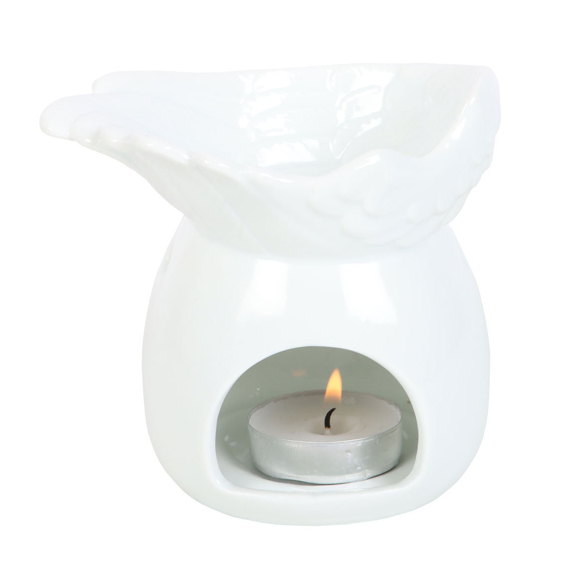 White Angel Wing Dish Oil Burner | Wax Melt Warmer | Wiccan Center