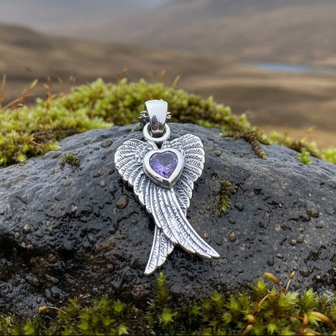 Angel Wings Love Necklace in Sterling Silver | Pendant | Wiccan Center