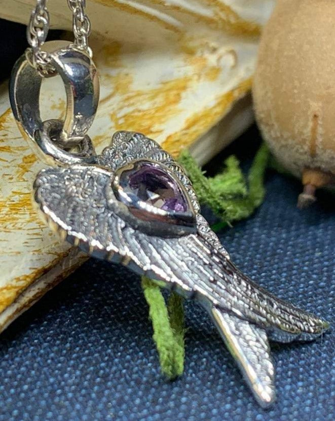 Angel Wings Love Necklace in Sterling Silver | Pendant | Wiccan Center