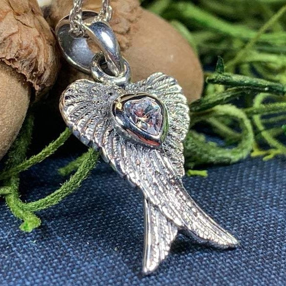Angel Wings Love Necklace in Sterling Silver | Pendant | Wiccan Center