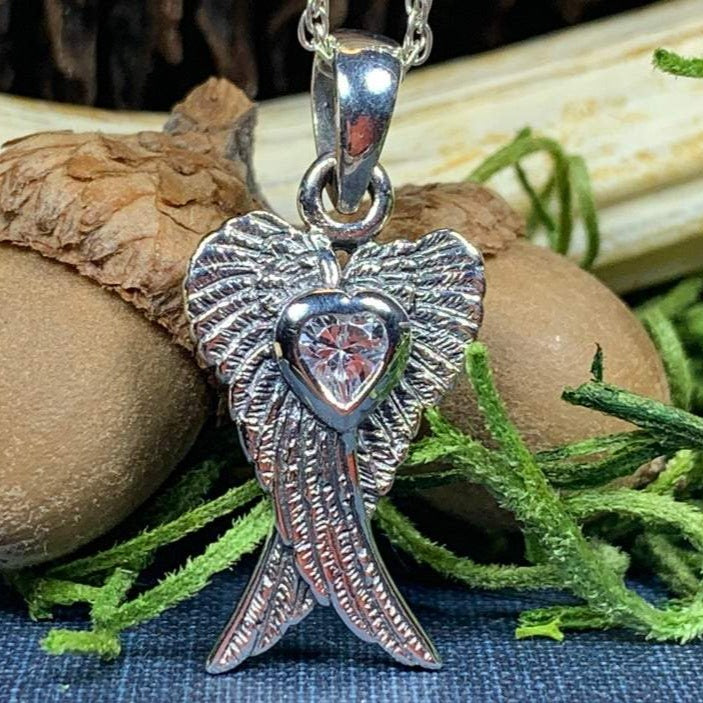 Angel Wings Love Necklace in Sterling Silver | Pendant | Wiccan Center
