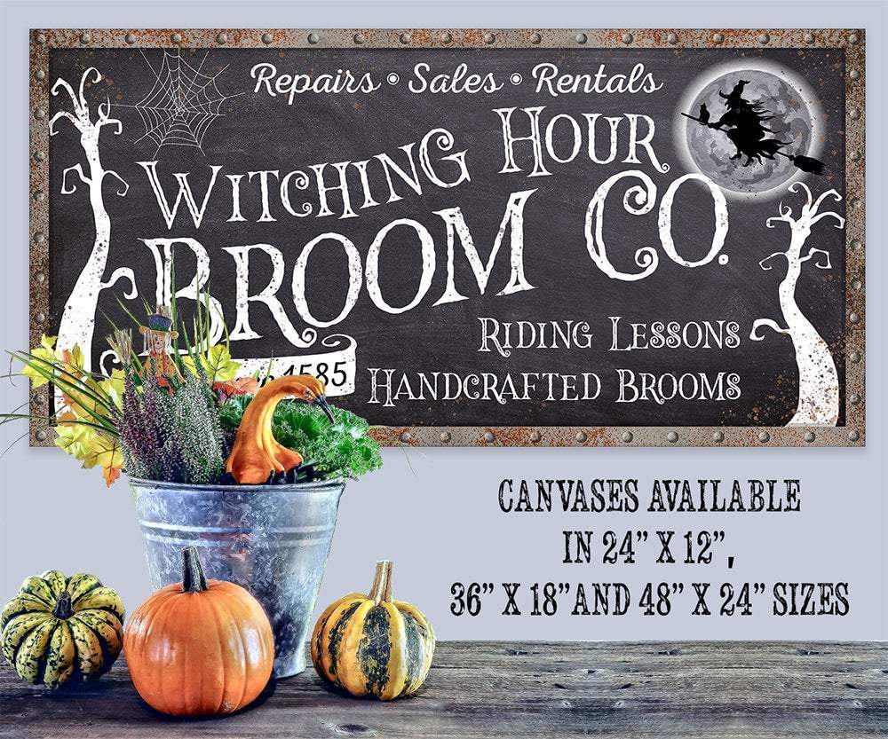 Witching Hour Broom - Canvas | Wall Hangings | Wiccan Center