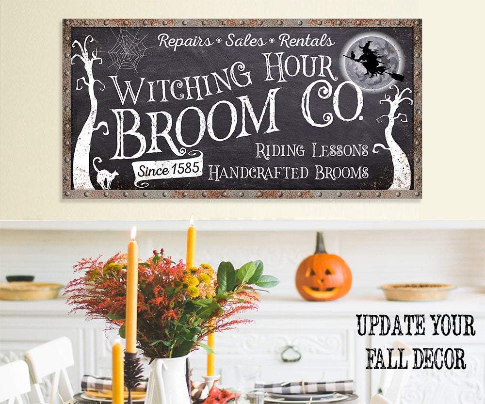 Witching Hour Broom - Canvas | Wall Hangings | Wiccan Center