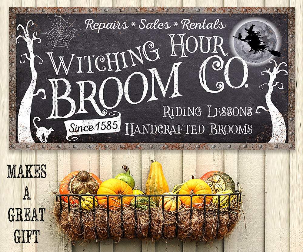 Witching Hour Broom - Canvas | Wall Hangings | Wiccan Center