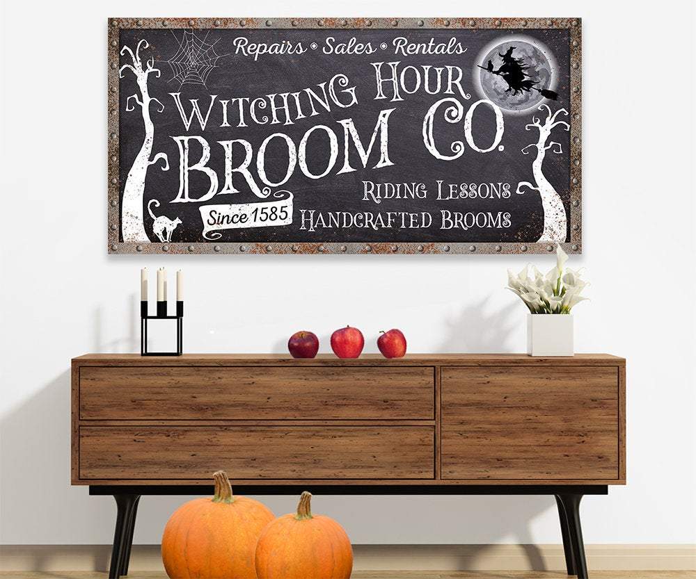 Witching Hour Broom - Canvas | Wall Hangings | Wiccan Center