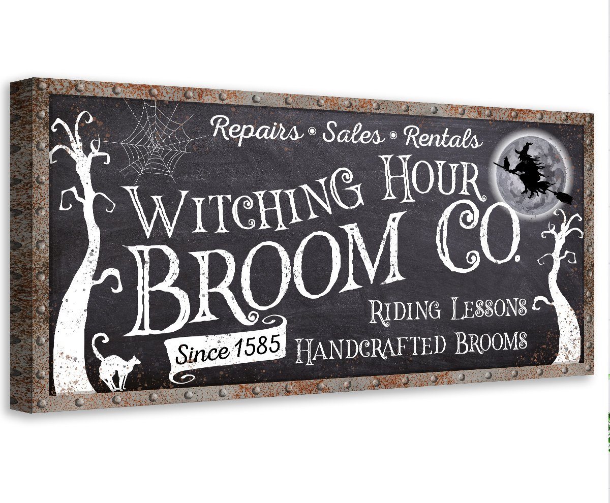 Witching Hour Broom - Canvas | Wall Hangings | Wiccan Center