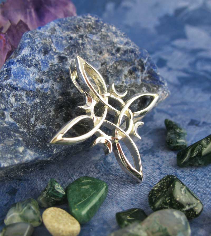 Witch's Knot with 4 Crescent Moons Pendant, Handmade | Handmade > Silver | Wiccan Center