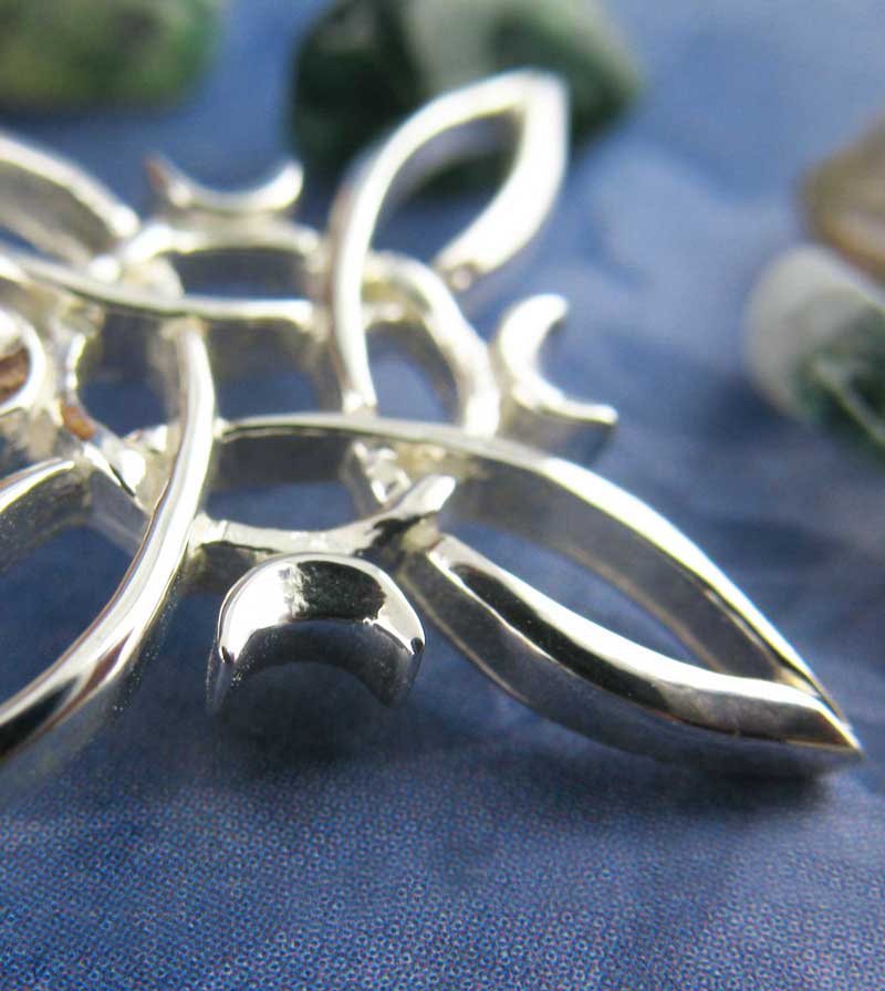 Witch's Knot with 4 Crescent Moons Pendant, Handmade | Handmade > Silver | Wiccan Center