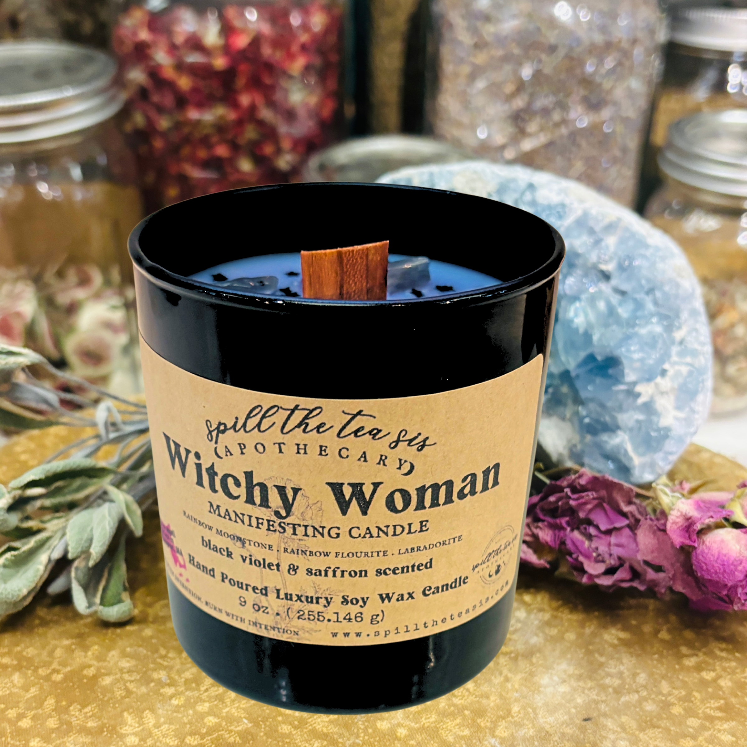 Witchy Woman Intention Candle | Black Violet & Saffron Halloween Soy Candle
