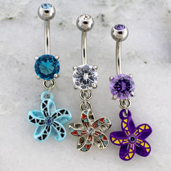 14G Tribal Flower Navel Ring | Body Jewelry | Wiccan Center