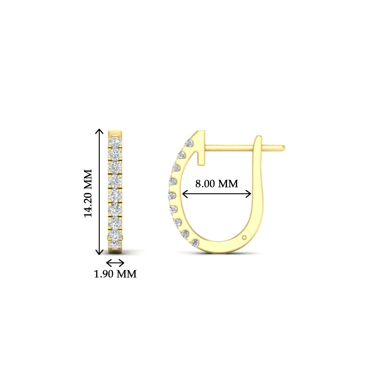 Round Cut 0.25 Ct Diamond Hoop Earrings