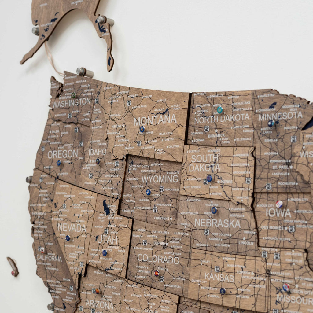 Wooden 3D LED Map of USA - Terra