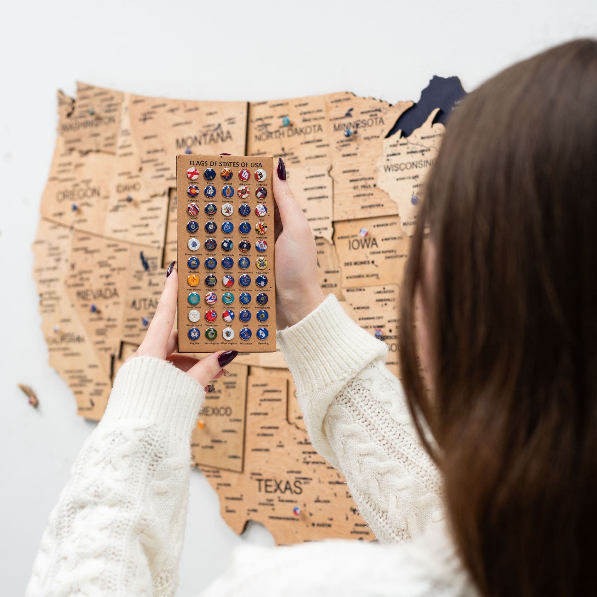 Wooden 3D Map of USA - Gold