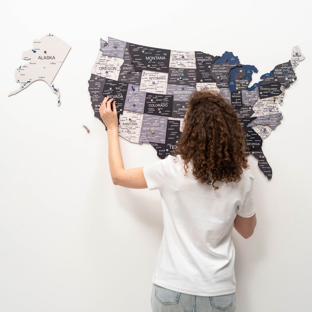 Wooden 3D Map of USA - Nordik