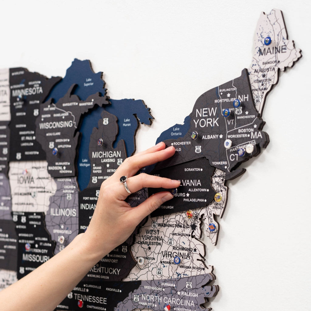 Wooden 3D Map of USA - Nordik