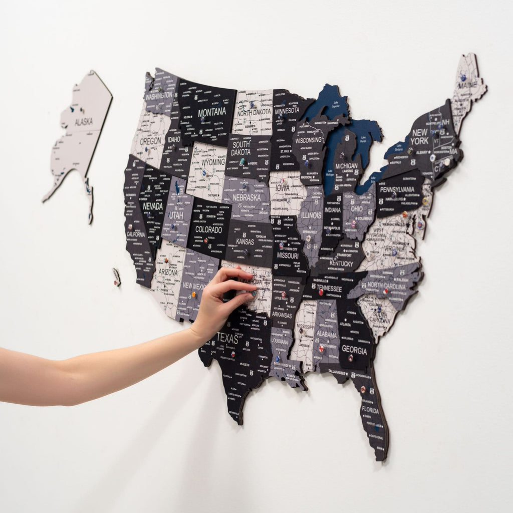 Wooden 3D Map of USA - Nordik