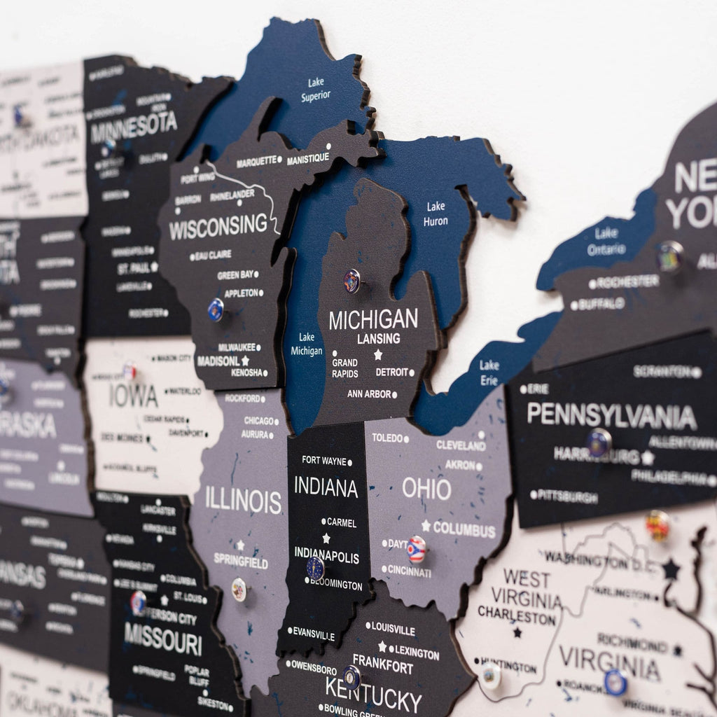 Wooden 3D Map of USA - Nordik