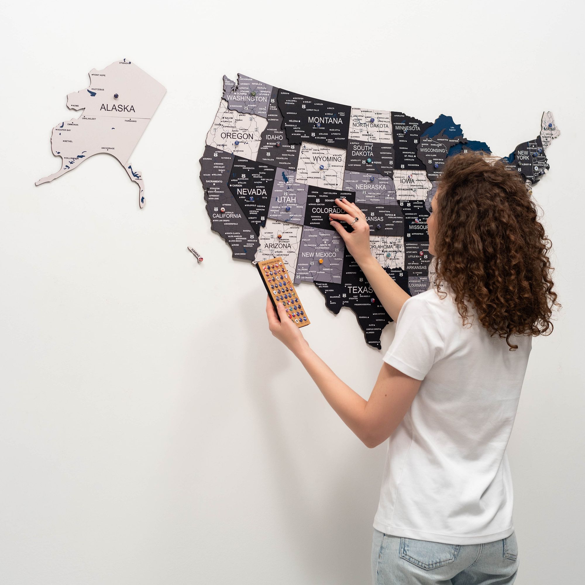 Wooden 3D Map of USA - Nordik