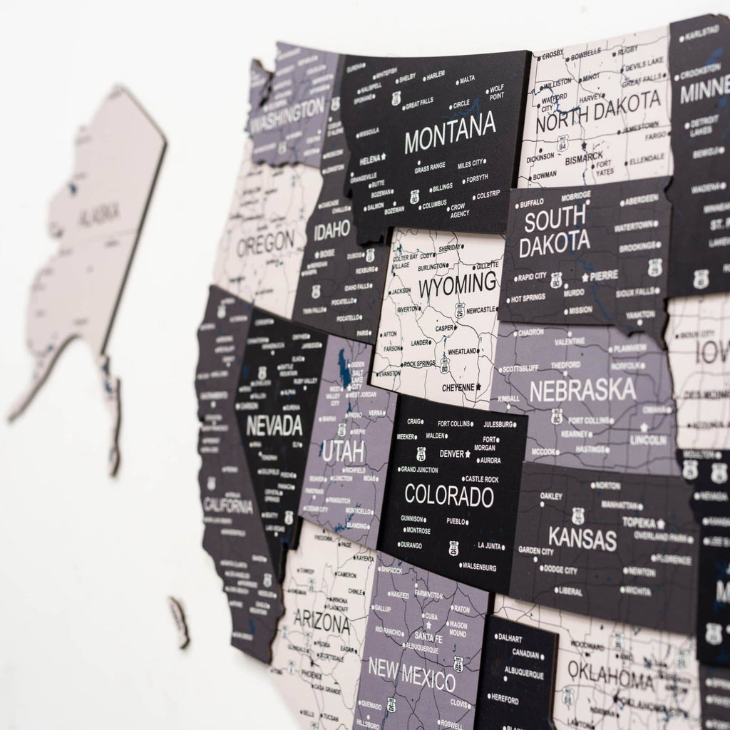Wooden 3D Map of USA - Nordik