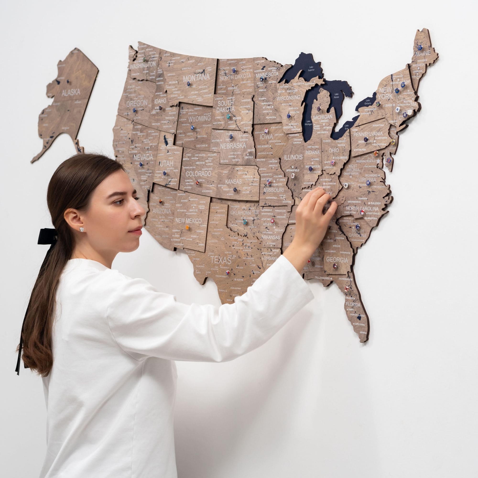 Wooden 3D Map of USA - Terra