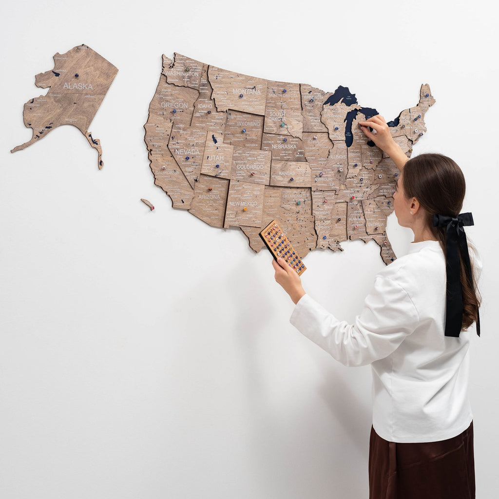 Wooden 3D Map of USA - Terra