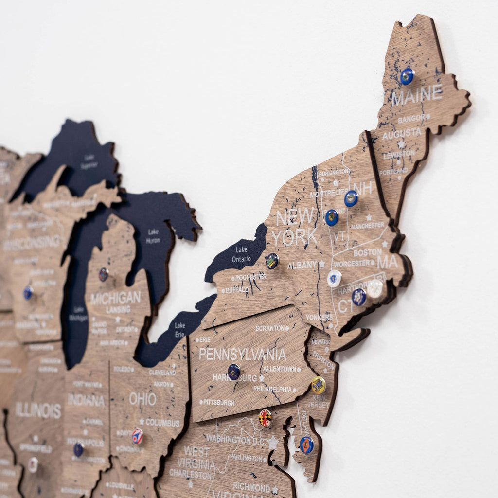 Wooden 3D Map of USA - Terra