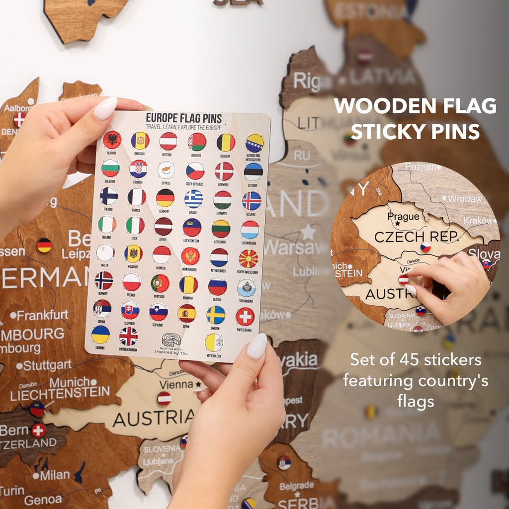 3D Europe Wooden Map Multicolor
