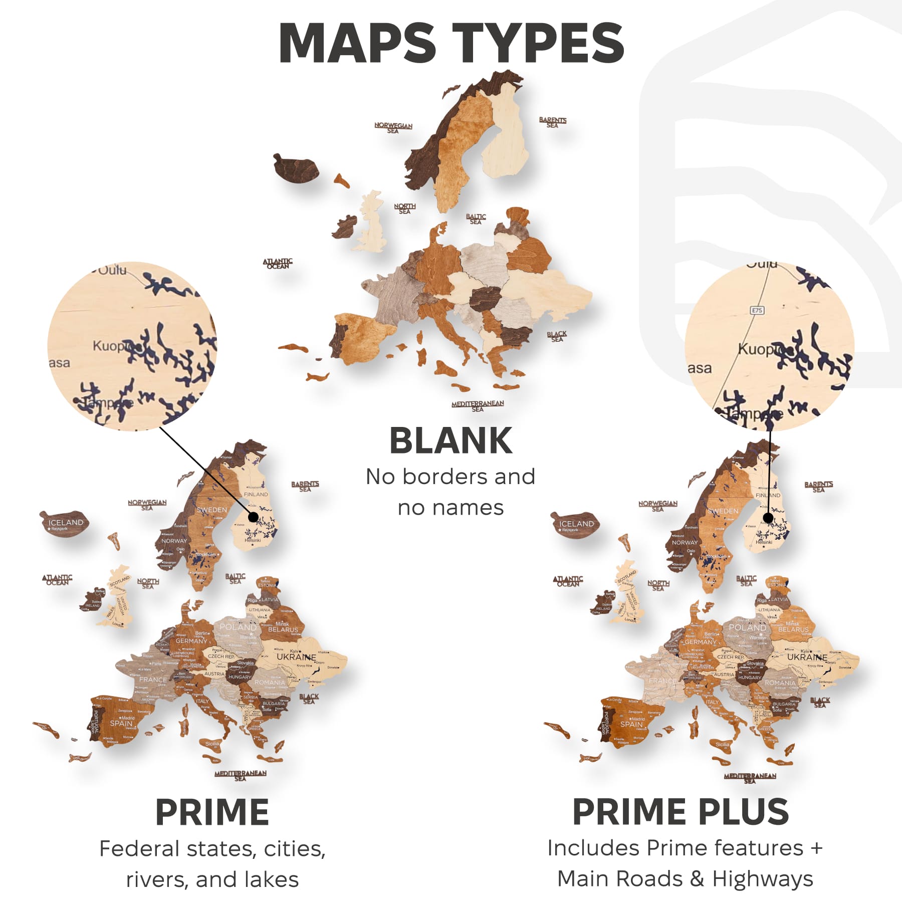 3D Europe Wooden Map Multicolor
