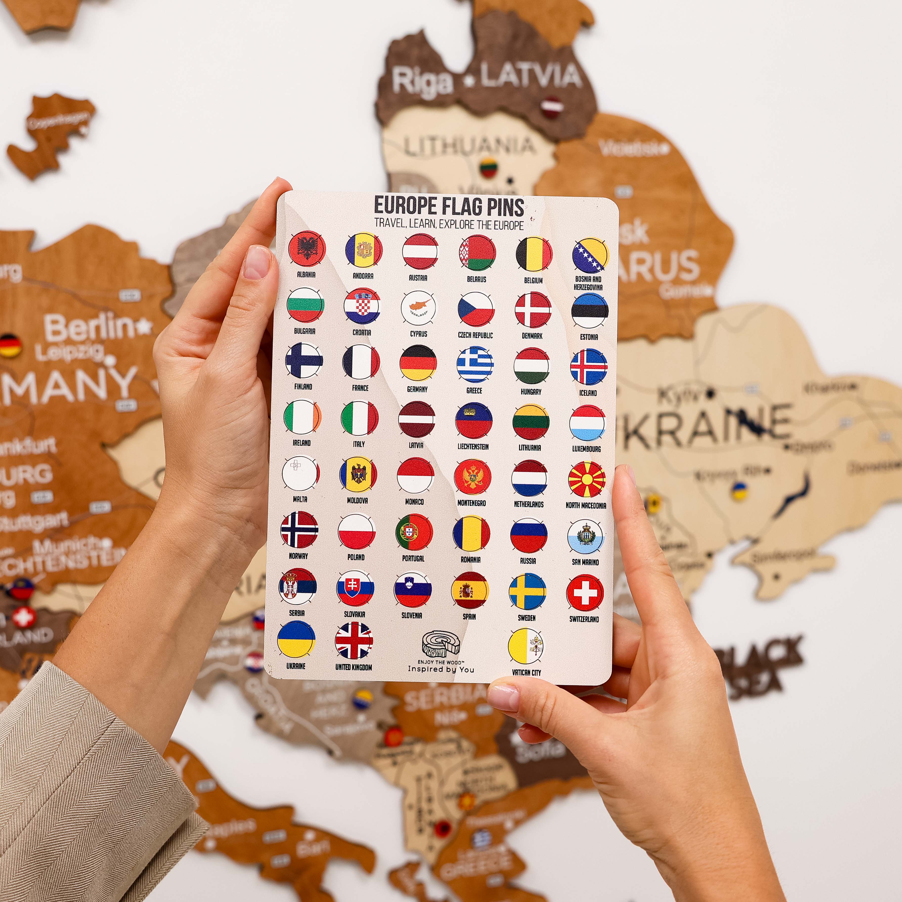 3D Europe Wooden Map Multicolor